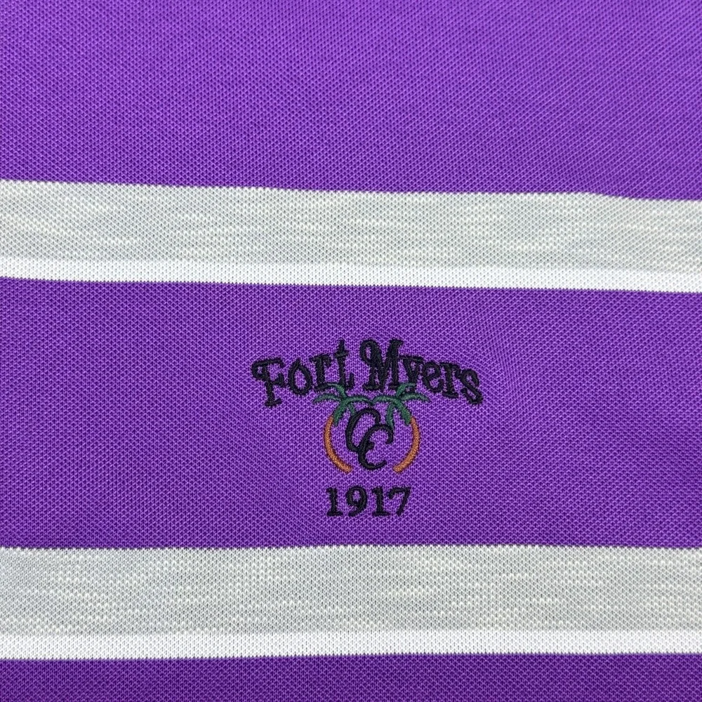 FootJoy Polo Shirt Mens L Purple Short Sleeve Striped Polyester‎ Collared Golf